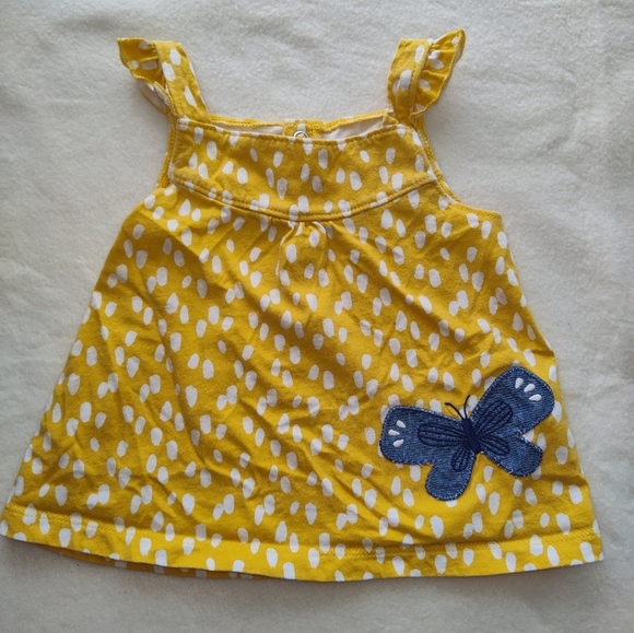 Tank Top Shorts Outfit Yellow and Chambray Butterfly Detail Flutter Sleeve - Picture 2 of 9
